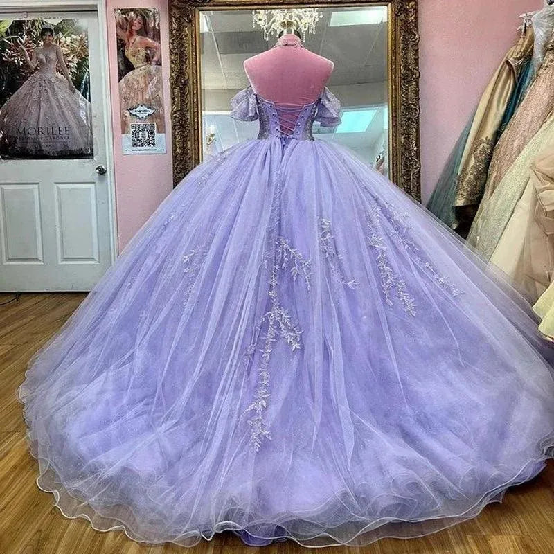 Quince Dress | Lavender Ball Gown Quinceanera Dresses Beading Crystal Lace Cinderella Princess Vestidos De 15 Anos Birthday Party picture lavender