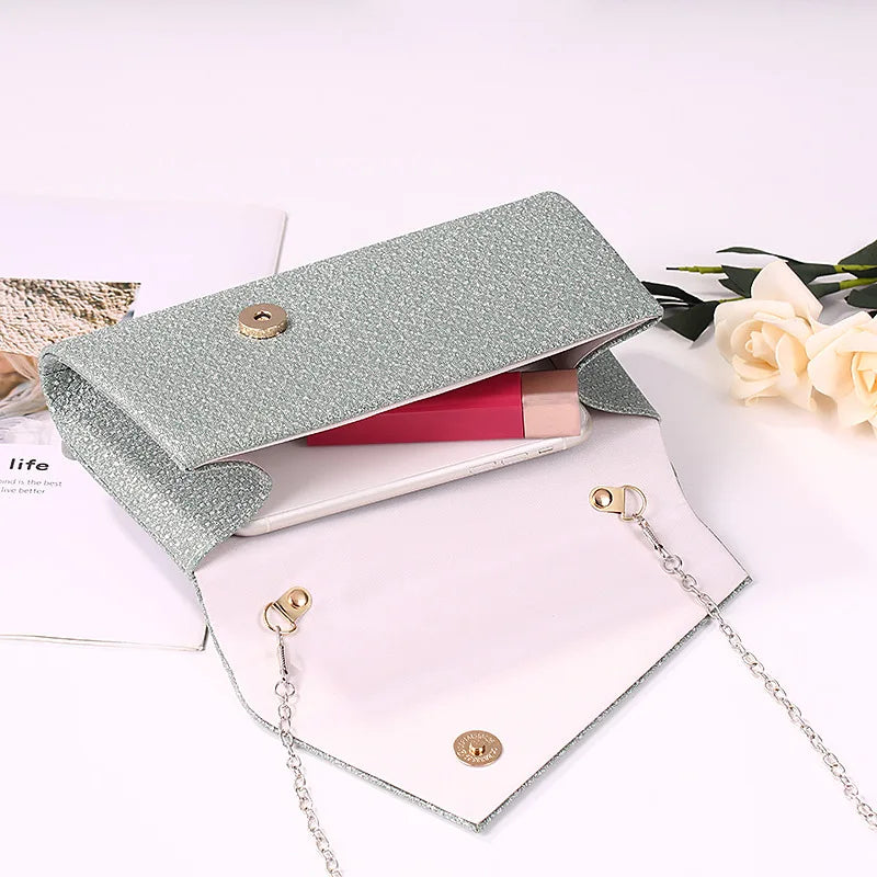 Light Green Women's evening bag light luxury chain single shoulder bag hand-held toiletries wedding party dress bag