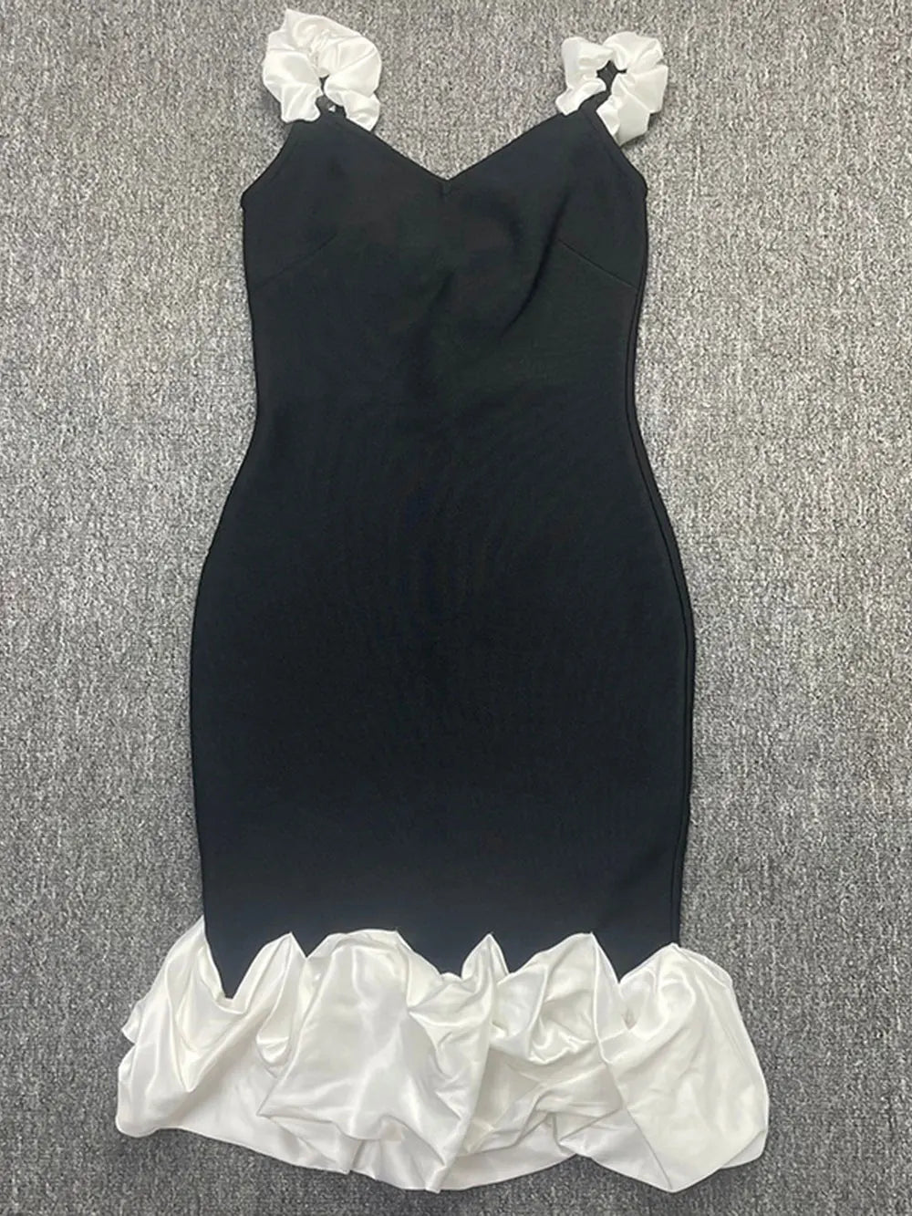 2024 Sexy Women'S Patchwork Draped Design Bandage Dress Spaghetti Strap Sleeveless Bodycon Backless Midi Dress Party Vestidos