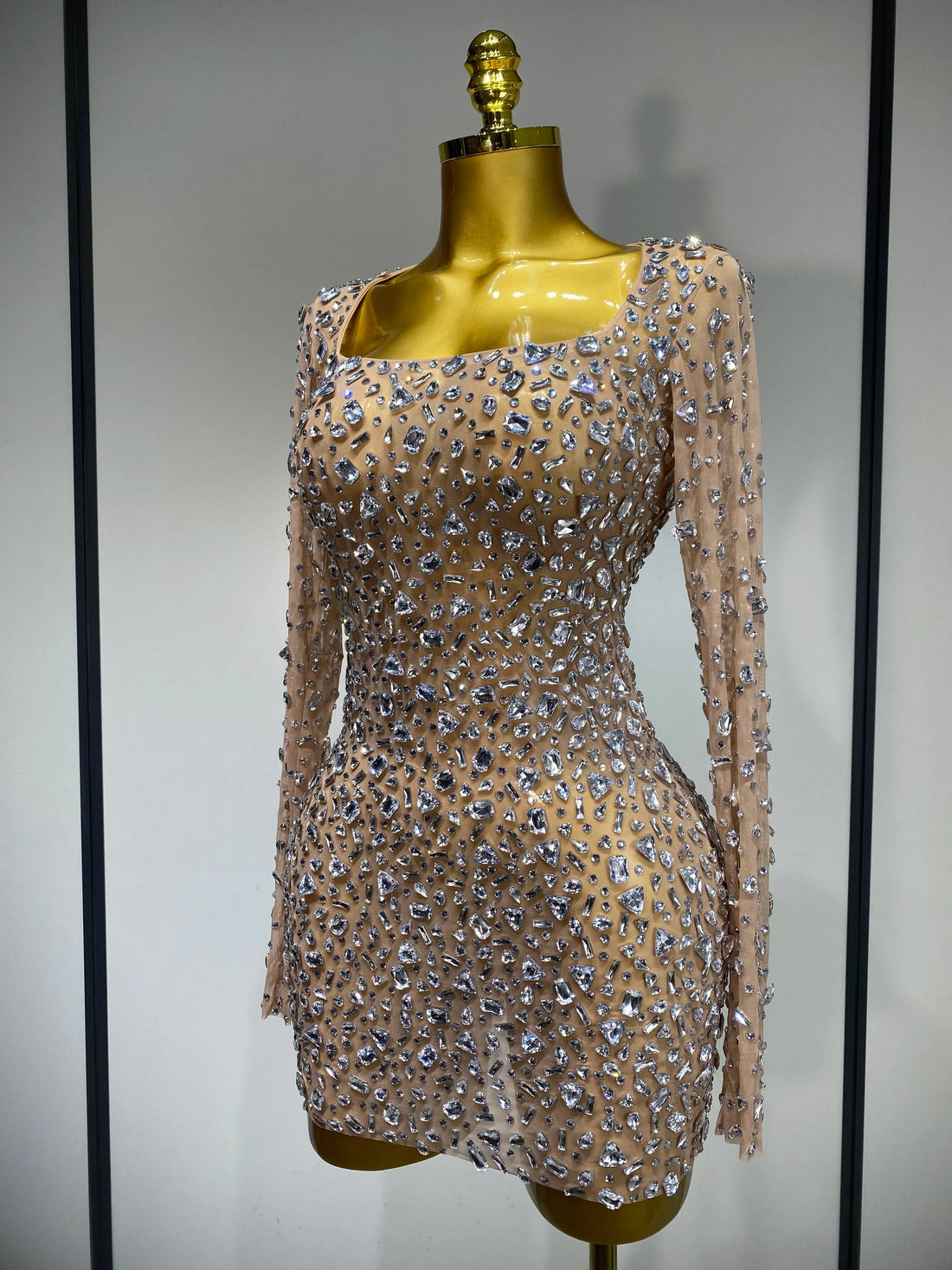 Sparkling Diamond Elegant Party Short Dress Celebrity Evening Party Prom Dress Nightclub Stage Outfit Luxury Birthday Dress