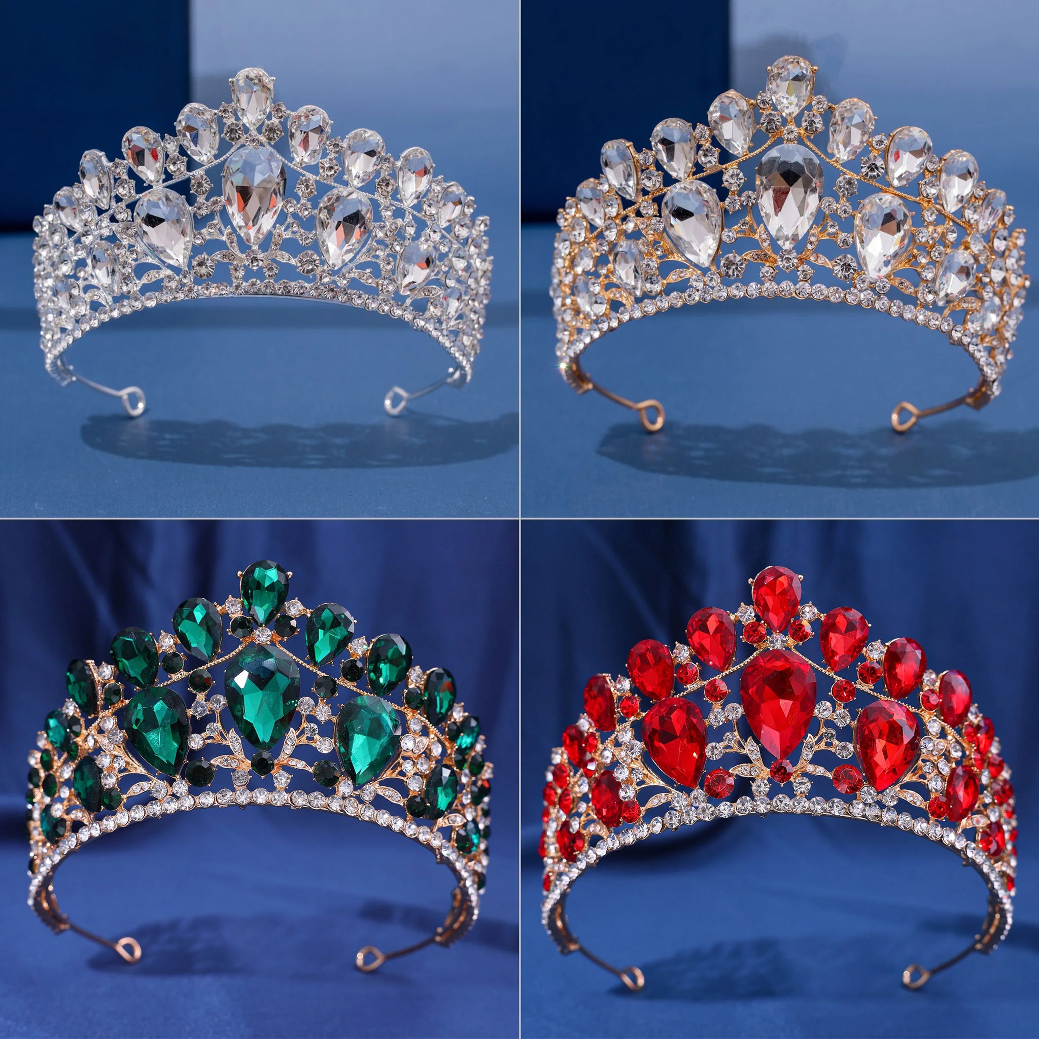 Quality Big Rhinestone Wedding Crown Big Waterdrop Crystal Bridal Crown Women Tiara Baroque Headband Bride Queen Diadem Headwear
