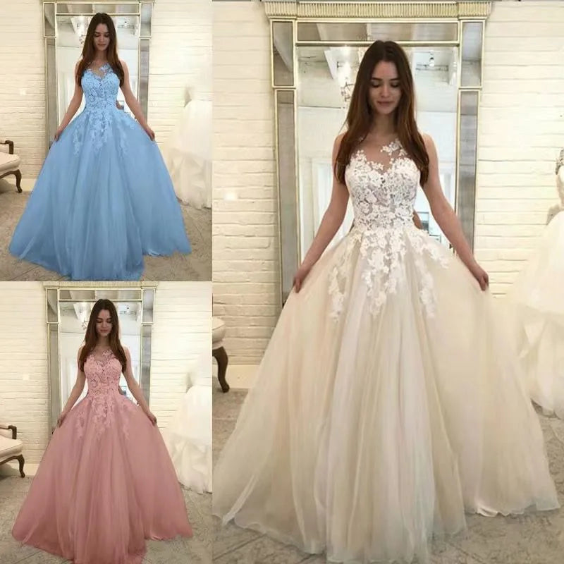 Hochzeitskleid sexy Spitze Hochzeitskleid Drei-Farben Kleid plus Größe herkömmlicher Ärmel rundes Nackenkleid