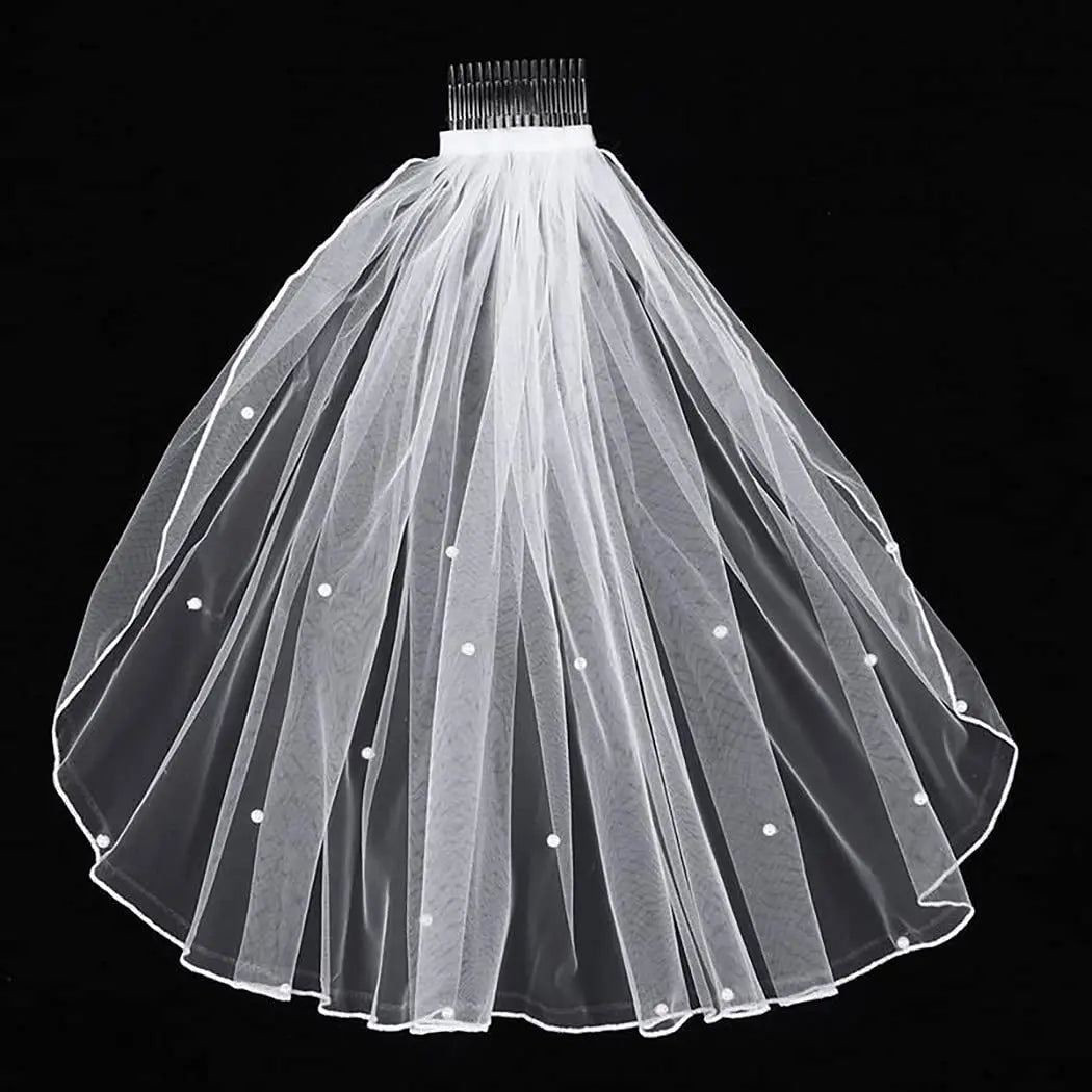 Crystal Bridal Veils Short 1 Tier  Soft Mesh With Comb Wedding Party Bride Hair Accessories for Women and Girls