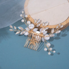 Pearls Rhinestone Luxury Metal Diamond Accesorios Hair Side Comb For Women Wedding Bride