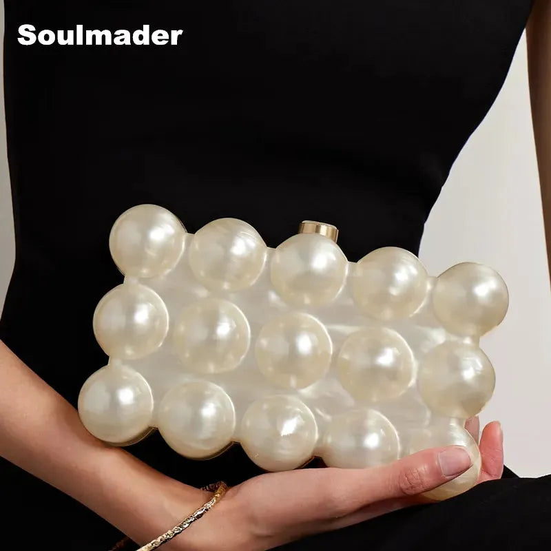 Acrylic bubble clutch bag women designer evening party box purse new ivory green color handbag wholsale ivory 1pcs