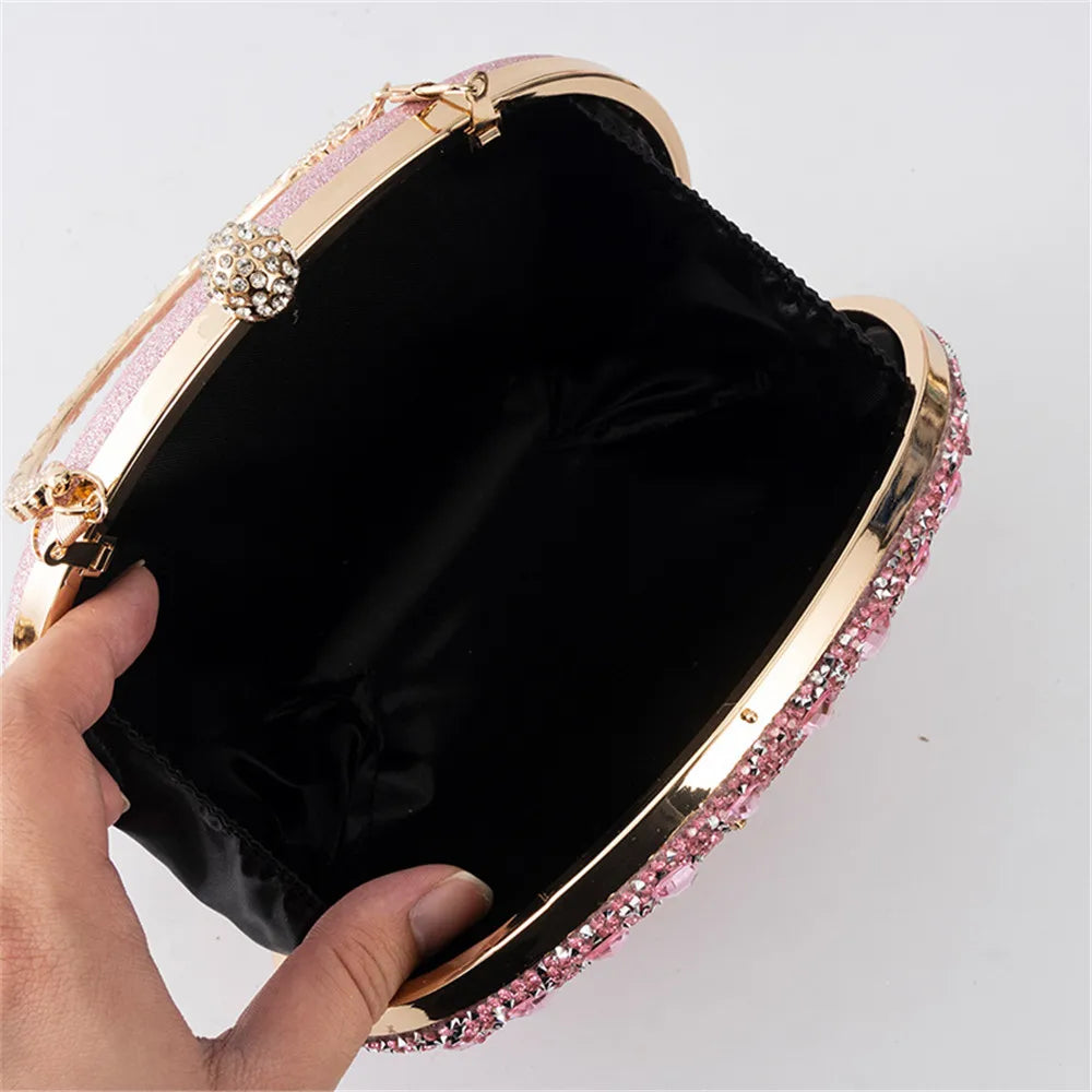 Rhinestone Women Luxury Clutch Evening Bag Crystal Diamond Lady Pocket Purse Wallet Fashion Wedding Party Chain Shoulder Handbag