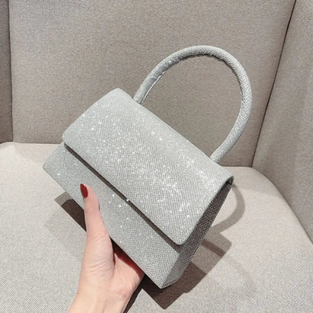 Silver Bright Silk Evening Bag Women Elegant Fashion Banquet Clutch Chain Shoulder Bag Luxury Purse Female Wedding Party Handbag