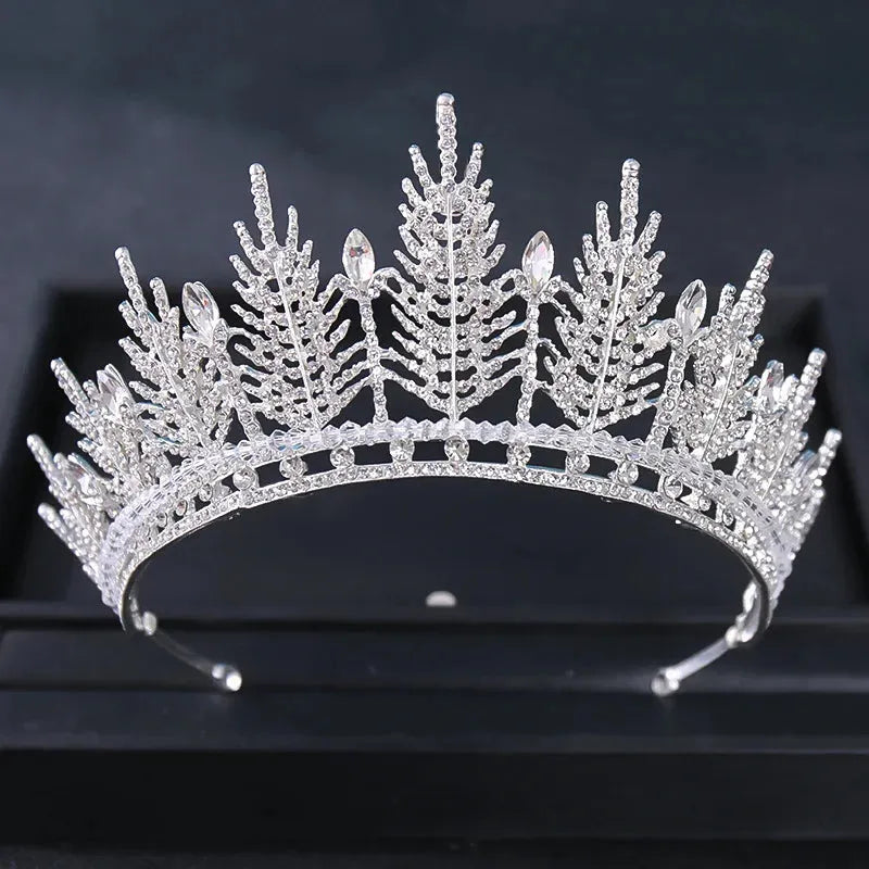 Baroque Crystal Crown Tiara Rhinestone Prom Diadem Bridal Wedding Hair Accessories Jewelry Tiaras And Crowns For Women Bride Silver