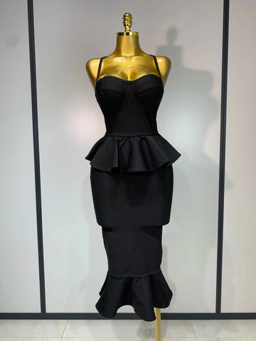 Women Sexy Backless Tierred Bodycon Bandage Dress  Celebrity Elegant Evening Party Club Wedding Dress Birthday Vestido