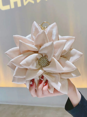 Fairy Bag 3d Flower Round Evening Bag Chinese Style For Woman Clutch Wedding Purse Party Banquet Handbag Satin Purse