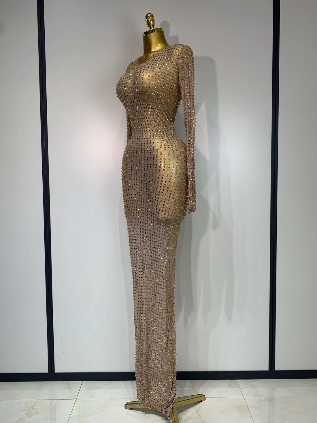 Sparkly Rhinestone Elegant Party Long Dress Celebrity Evening Luxury Birthday Nightclub Prom Gown Singer Dancer Stage Outfit