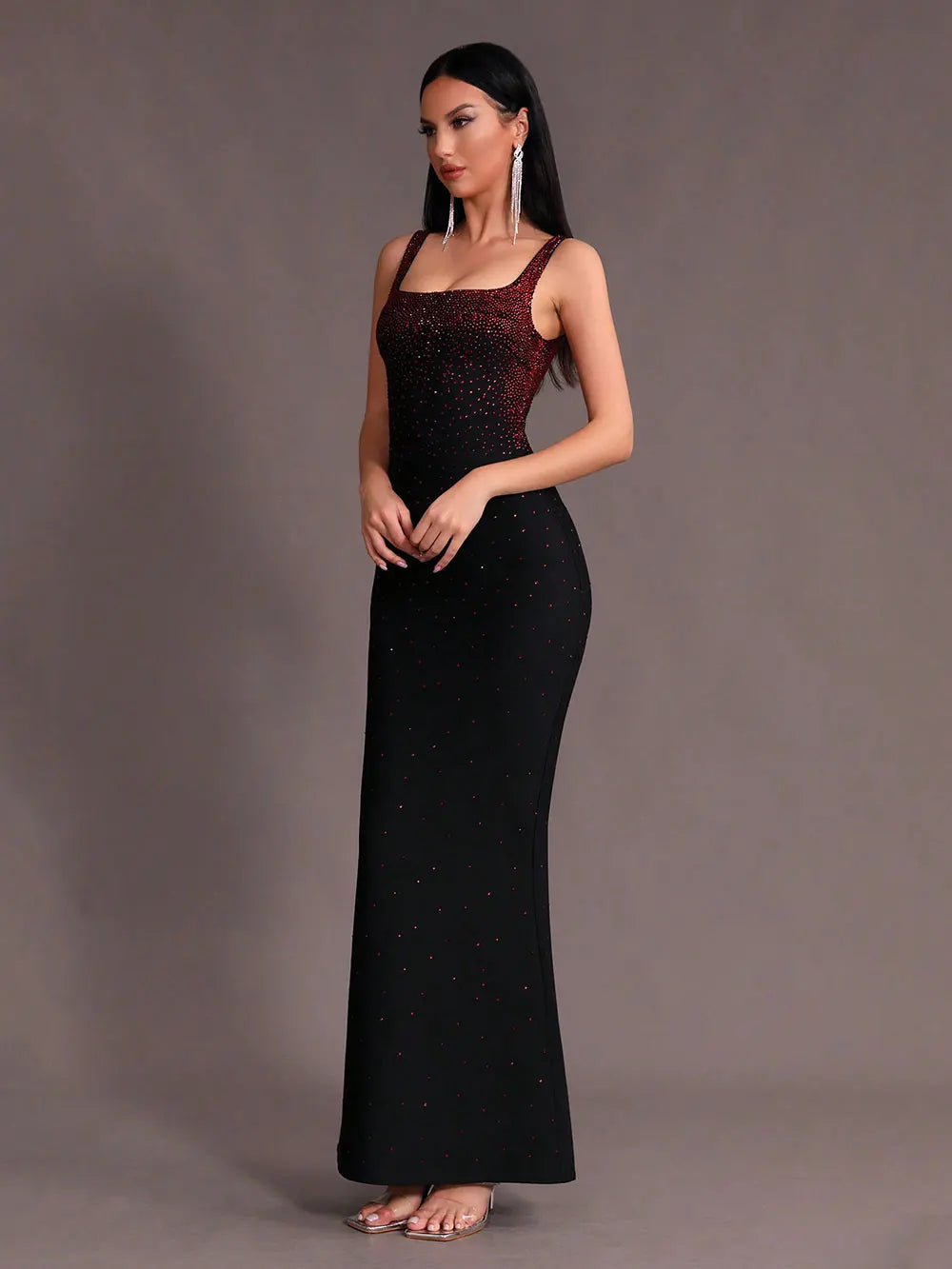 2025 Elegant Women Light Luxury Hot Diamond Bandage Dress Camisole Sleeveless Bodycon backless Long Dress Evening Party Vestidos