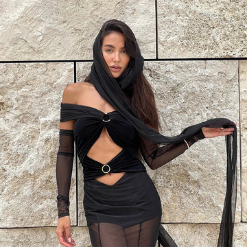 New Fashion Black Color Women Strapless Sexy Mesh Wid Leg Pants Long Jumpsuit Elegant Evening Party Celebrate Photo Shoot Wear