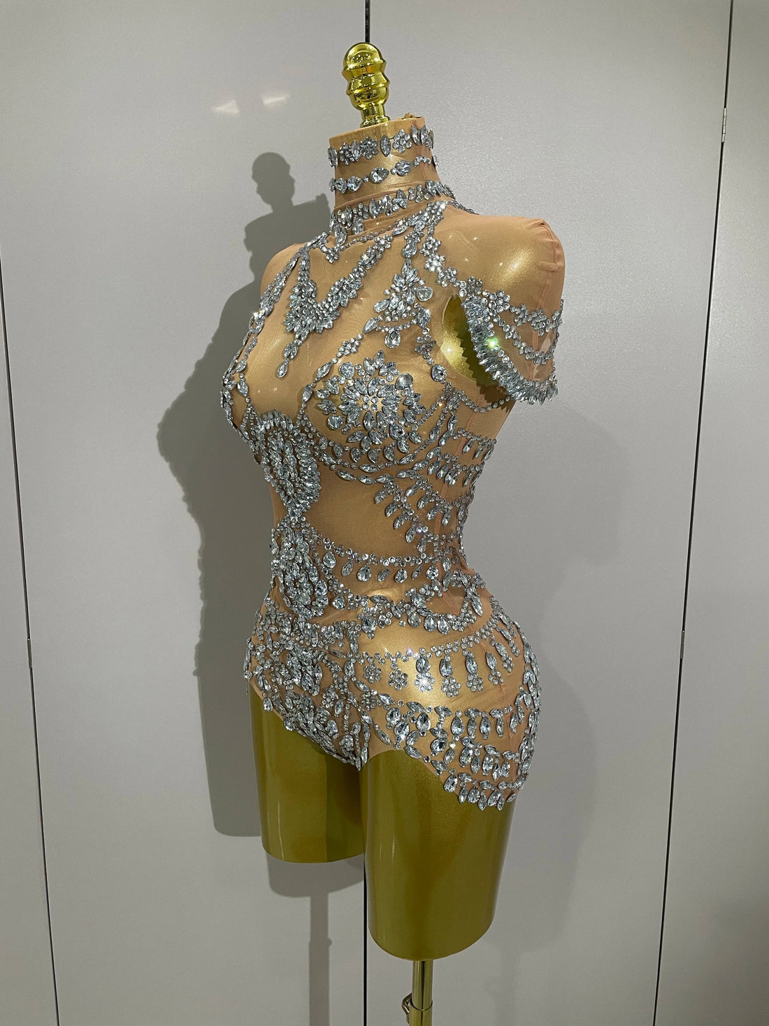 Stage Costume Luxury Rhinestones Sexy See-Through Sheath Bodysuit Evening Party Bar Nightclub Singer Dancer Performance Wear