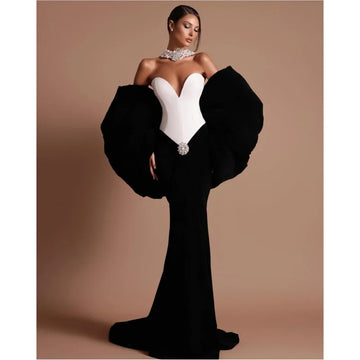Luxury Diamonds Strapless Package Hips White Patchwork Black Bandage Dress  Fashion Woman Party Dress Celebrity Party Vestido