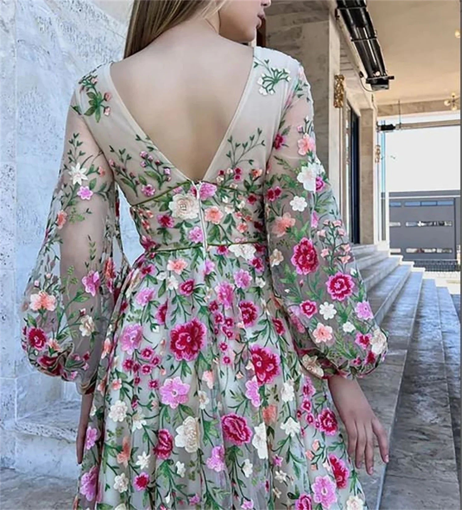 Aileen Princes Wildflower Fantasy Gown Sweet 3D Flower Ball Gown 2023 Fairy A Line Puffy Sleeve Party Dress Prom Dresses 2023