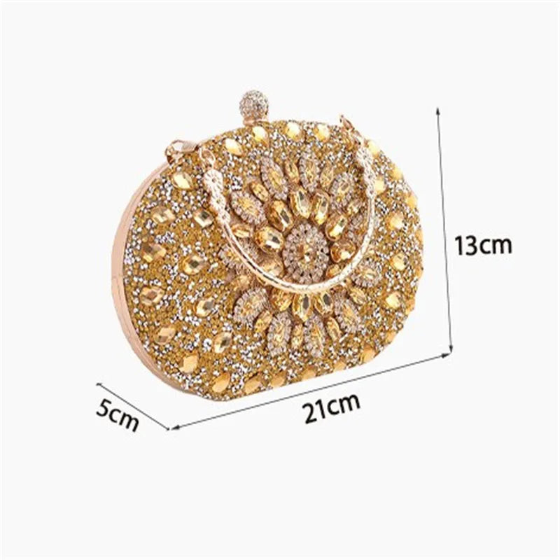 Rhinestone Women Luxury Clutch Evening Bag Crystal Diamond Lady Pocket Purse Wallet Fashion Wedding Party Chain Shoulder Handbag