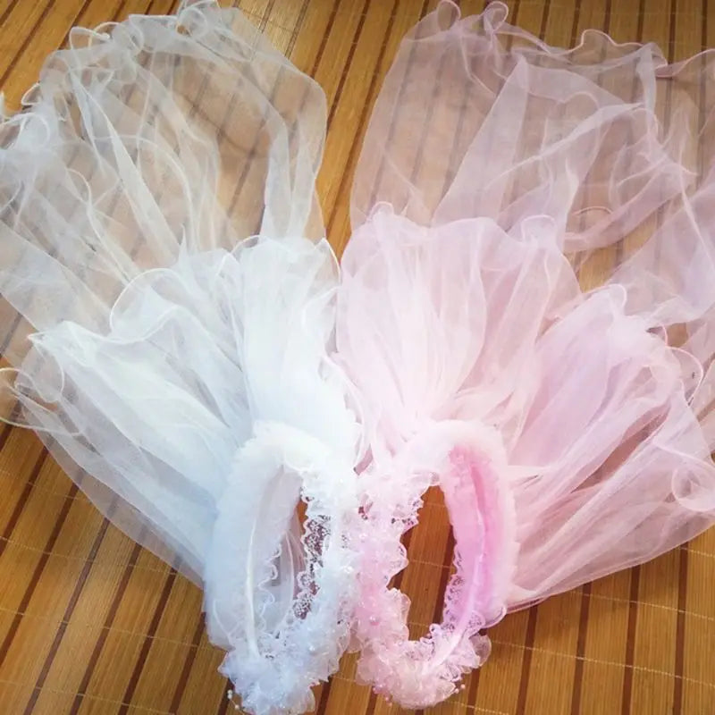 Flower Girls Lace Floral Headpiece Wedding Tulle Veil Headdress Festivals Holiday Photo Props