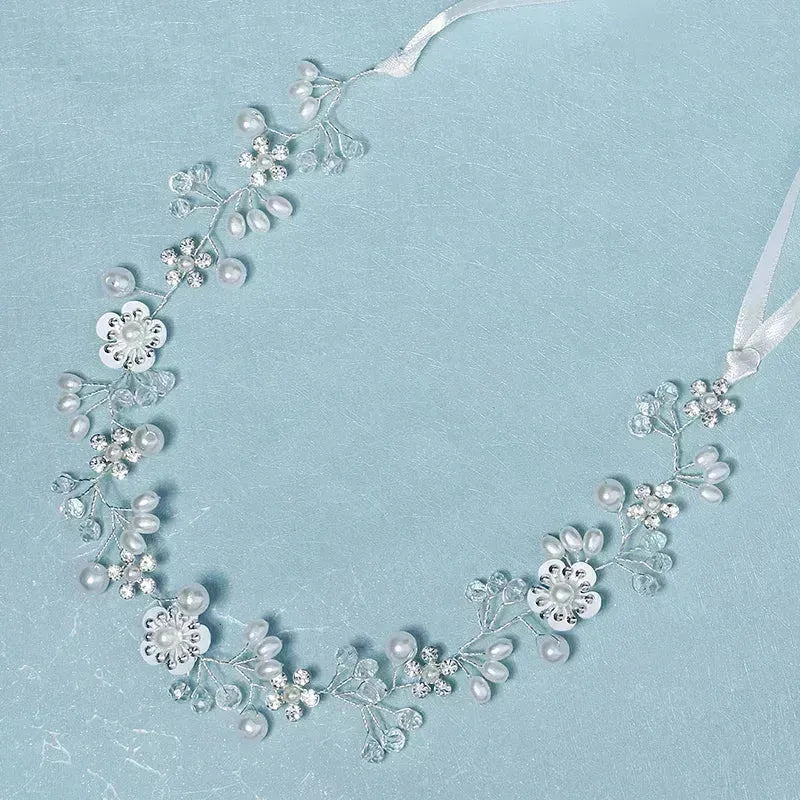 Flower Pearl Wreath Bride Garland Head Hoop Wedding Hair Jewelry Bridal Accessories Crystal Rhinestone Headbands