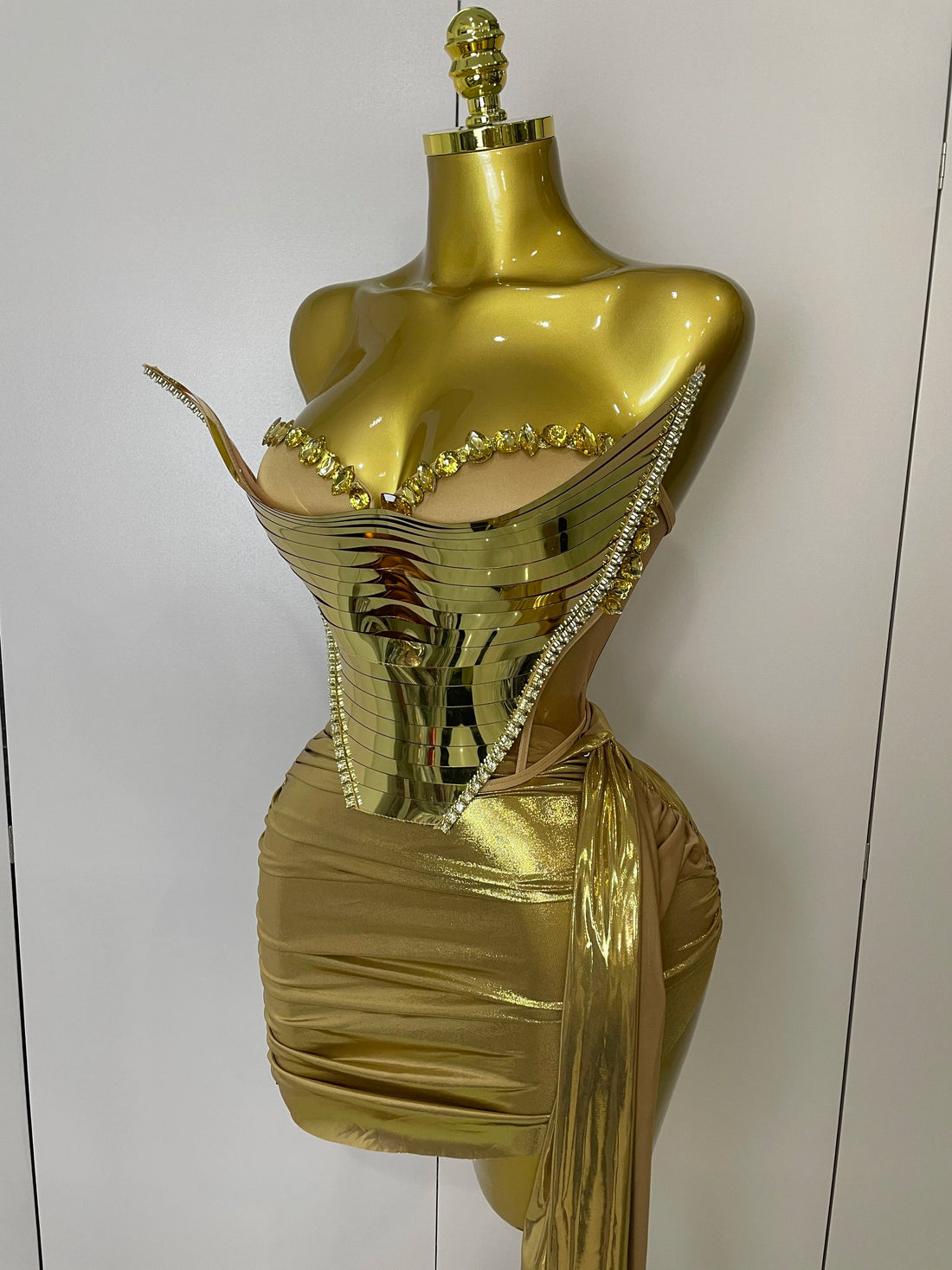 Sparkly Gold Sequin Sexy Top Two Pieces Set 2025 Women Celebrate Party Birthday NightClub Performance Dancer Show Stage Outfit