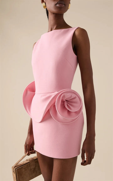 New Summer Pink Color Women Sleeveless Sexy O-Neck Backless Bodycon Mini Dress Celebrate Girls' Birthday Party Outfit Vestido