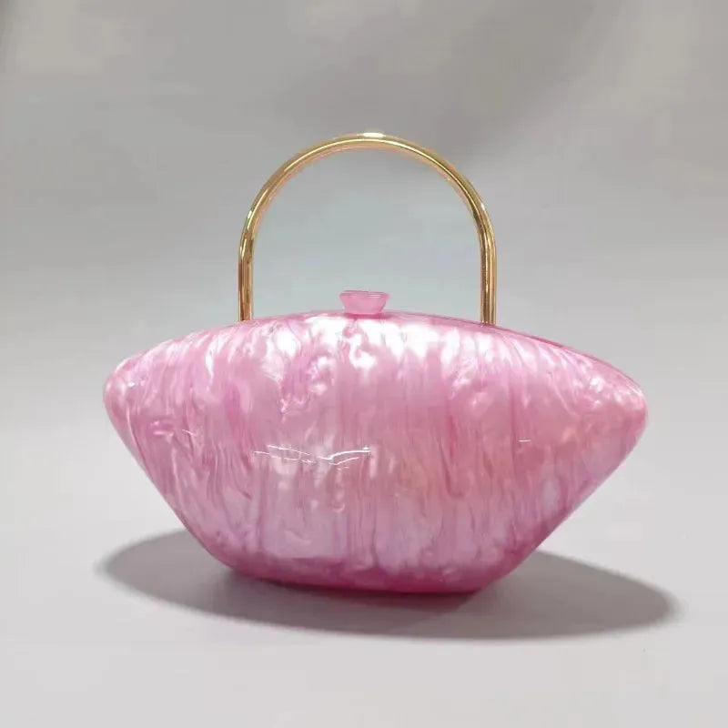 Ladies New Press Bag Acrylic Dinner Handag Single Shoulder Diagonal Wedding Banquet Clutch Chain Bag With Spring 2023