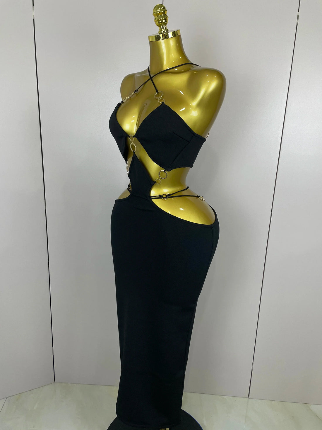 Sexy Halter Hollow Out  Sleeveless Black Red Bodycon Long Bandage Dress  Women Celebate Elegant Luxury Birthday Club Dress