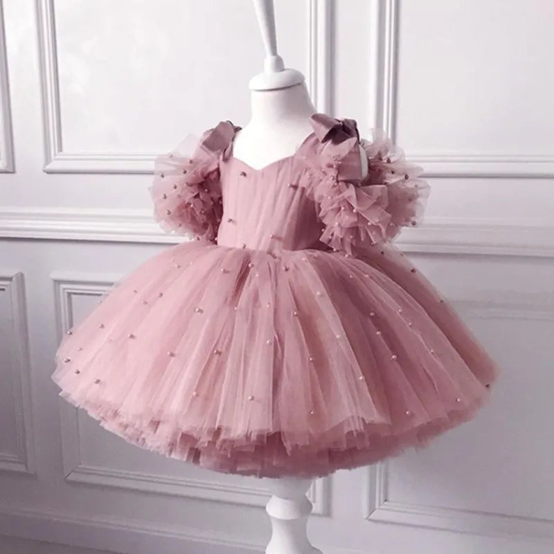 Vestido de niña de 0 a 5 años, vestido de princesa, vestido de bautismo para bebé, tutú de encaje de hilo de red, tutú para niña, vestido de fiesta de cumpleaños, vestido de niña 