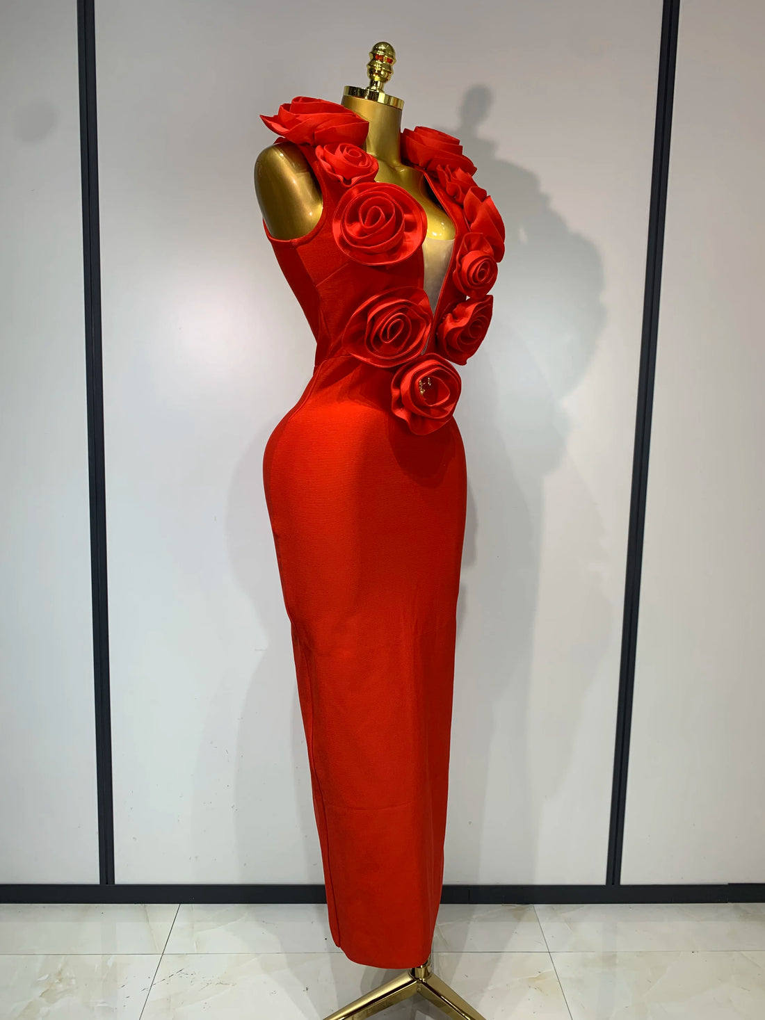 New Fashion 3D Flower Sleeveless Bodycon Bandage Dress Women Celebrity Elegant Party Club Luxury Birthday Dress Vestidos ﻿