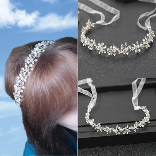 Silver Color Headbands For Women Bride Handmade Crystal Rhinestone Tiaras Hairbands Wedding Hair Accessories Queen Headband Gift