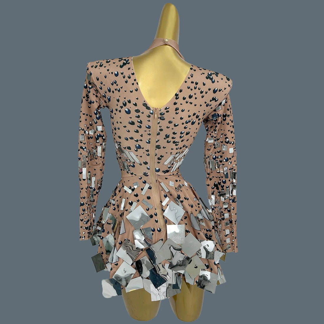 Fancy Sequins Pleated Mini Dress for Hot Girls Bar Nightclub Stage Show Outfit Dance Performance Wear Dance Troupe Outfit Xieshi