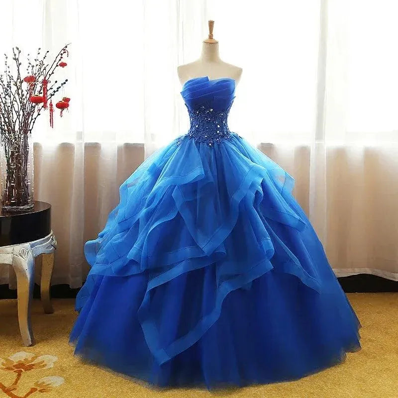 Quince Dress | Fashion Luxury Lace Black Blue Champagne Quinceanera Dress Ruched Crystal Organza Vestidos De 15 Debutante Gown Bohemia Princess