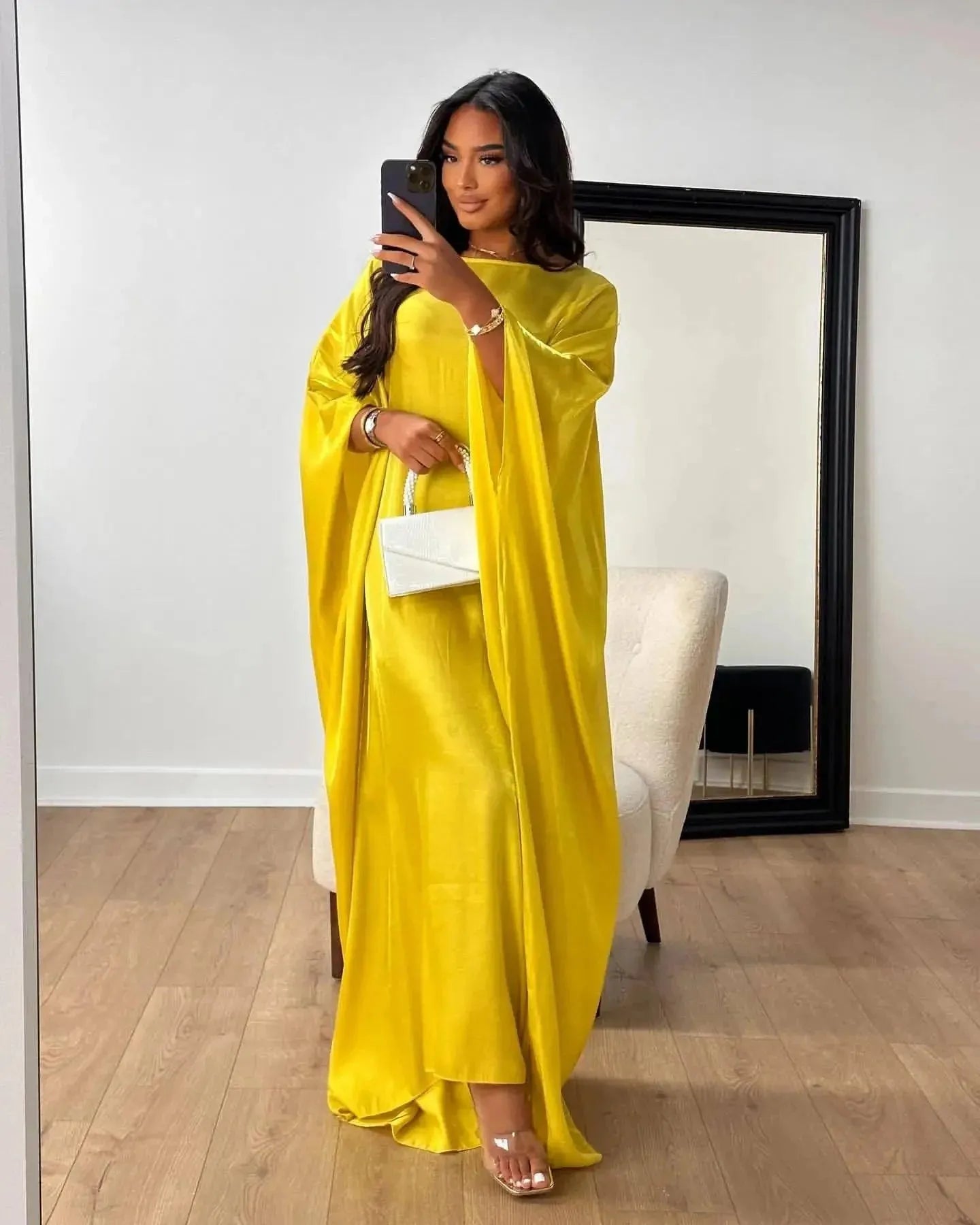 Abaya Women Ramadan Shiny Dubai Muslim Dress Female Bat Sleeve Loose Robe Eid Djellaba Jalabiya Turkey Prayer Gown Arabic Kaftan