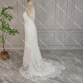 Spaghetti Strap Lace Mermaid Wedding Dress Boho Beach Rustic Open Back Backless Cut Out Country Sweep Train Bridal Gowns