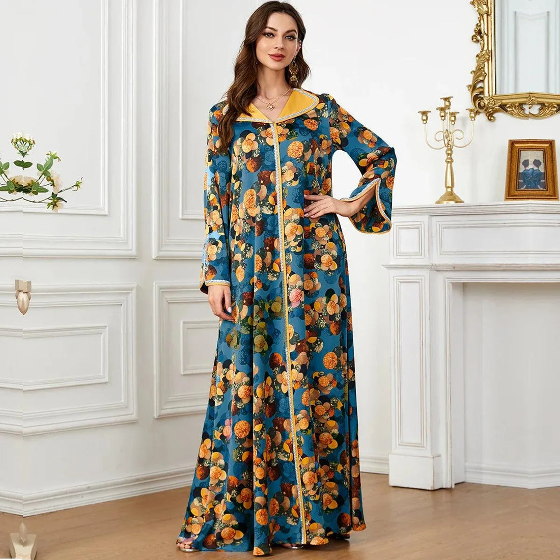 Museum Fashion Printed Maxi Dress For Ethnic Dubai Saudi Arabia Long Dresses Kaftan Abaya Clothes Vestidos Femenino Summer