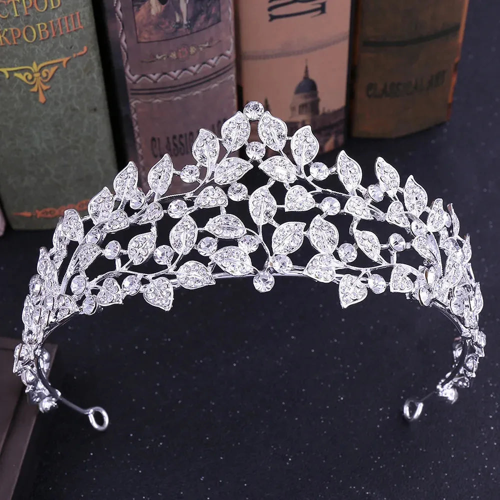 Baroque Crystal Tiaras And Crowns Rhinestone Prom Diadem Bridal Wedding Hair Accessories Jewelry Crown Tiara For Women Bride Gold