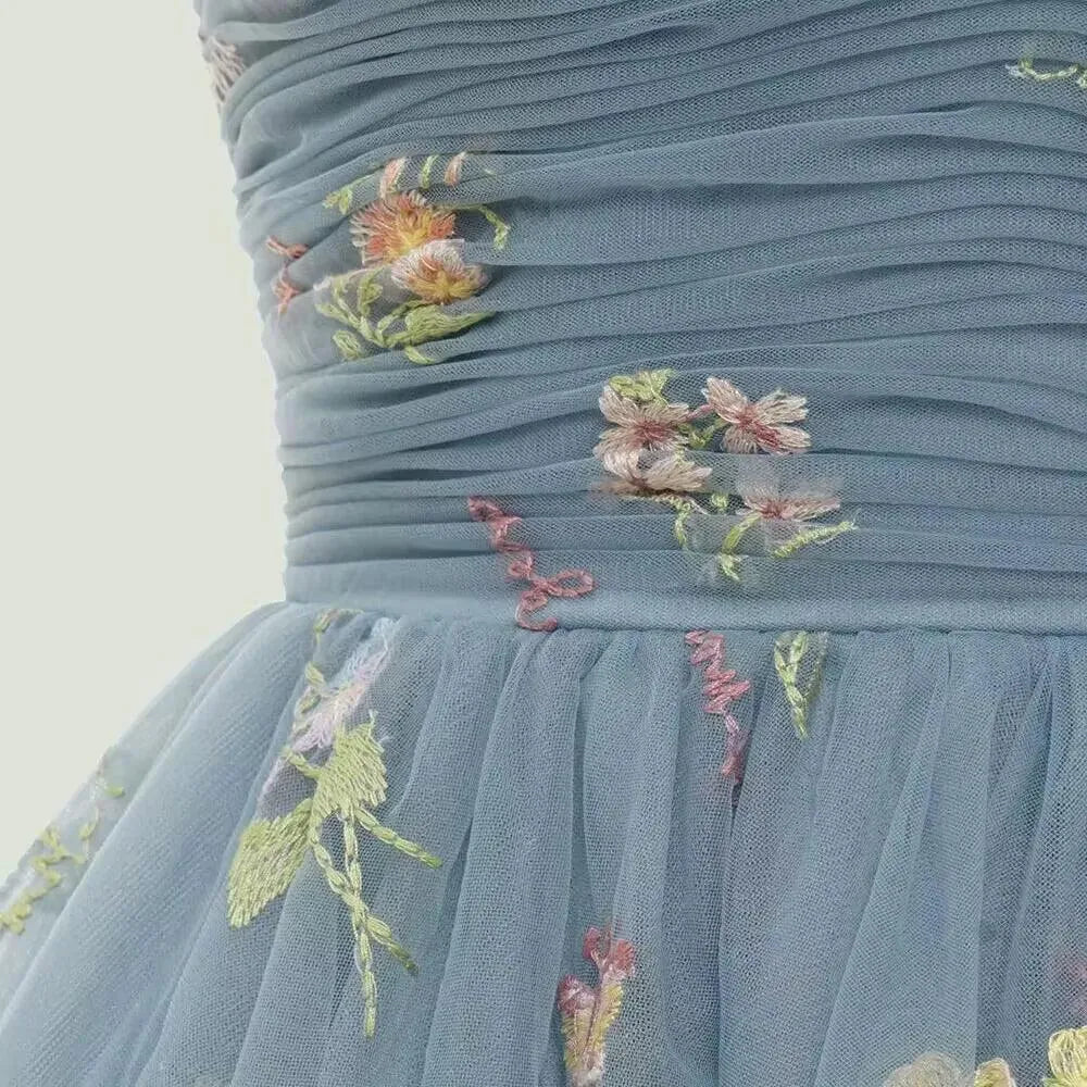 Customized Fairy Forest Green Short Prom Dresses Spaghetti Straps Colorful Flowers Lace Evening Party black