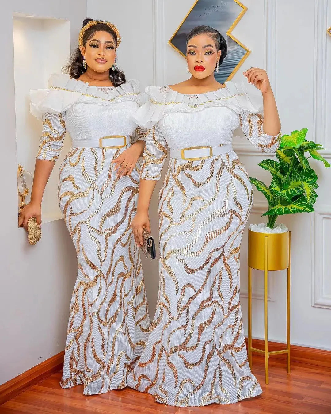 Dashiki African Dresses For Women Elegant Luxury Dress High Waist Bodycon Wedding Party Evening Birthday Night Celebrity Dress