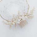 White Ceramic Flowers Updos Hair Pins for Bride Bridesmaids Flower Girls Handmade Headdress Hairpin Accessories for Bride