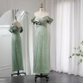 Elegant Off Shoulder Sage Green Dubai Evening Dresses for Women Wedding Luxury Tassel Arabic Formal Party Gown Sage Green Evening Dress