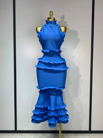 Women Sexy Backless Ruffles Bodycon Bandage Mermaid Dress 2025 Celebrate Evening Party Luxury Birthday Wedding Guest Dress