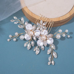 Pearls Rhinestone Luxury Metal Diamond Accesorios Hair Side Comb For Women Wedding Bride