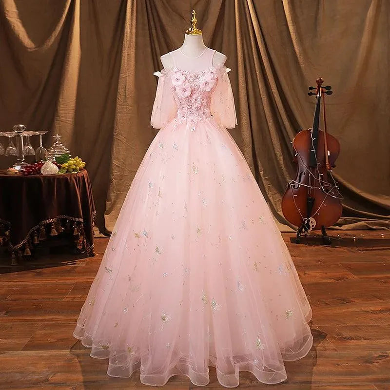 Quince Dress | New Sweet Pink Quinceanera DressesFree Petticoat Beautiful Flower Princess Ball GownColors Size Party Dress Customized