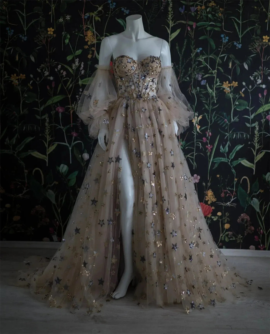 Ball Gowns Star Mesh Dresses for Women Party Wedding Evening Gown Graduate Dress Party Evening Elegant Luxury Celebrity