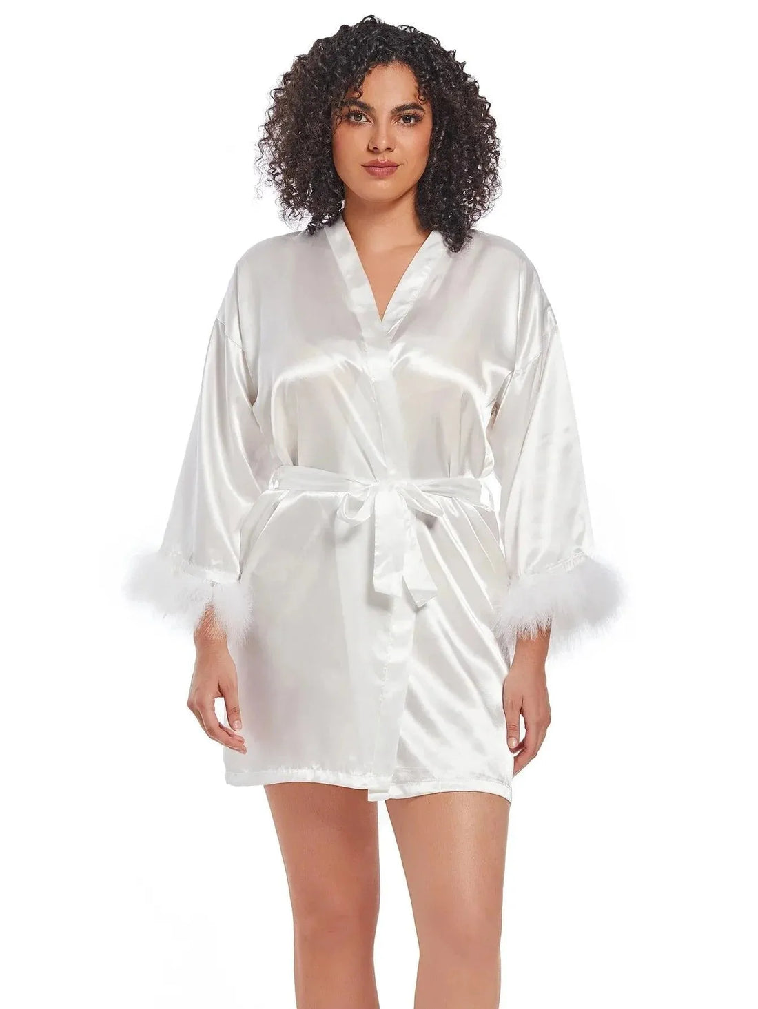 sexy feather robe satin Women's Plus Size Satin Robes plain Short Silky Bathrobes bride Bridesmaid Party Dressing Gown