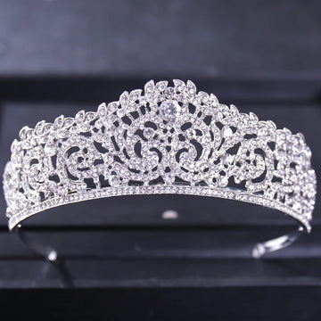 Luxury Silver Color Crystal Crowns And Tiaras Princess Prom Pageant Diadem Crown For Women Bride Wedding Hair Accessories Crown