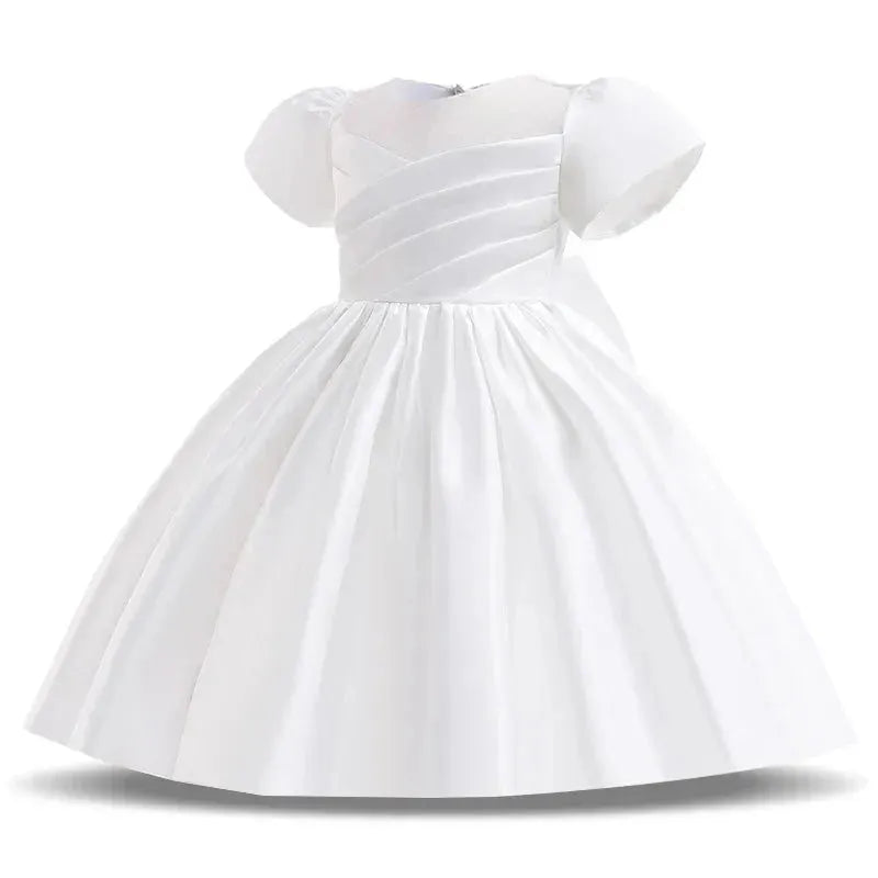 Elegant Girl Little Bridesmaid Clothes Evening Dresses Kids Children Costume Princess Vestido Flower Clothing White Pink Gown