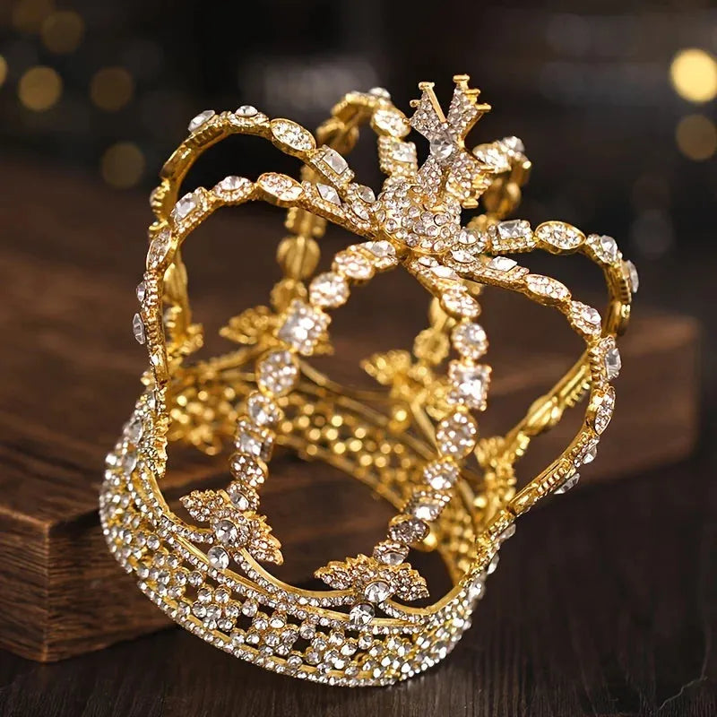 Baroque Crystal Tiaras And Crowns For Women Bride Rhinestone Prom Diadem Party Wedding Bridal Hair Accessories Jewelry Crown Gold