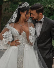 Brautkleider Vestido De Noiva Ballkleid V-Ausschnitt Tüll Spitze Kristall Perlen Elegantes Hochzeitskleid Nach Maß 