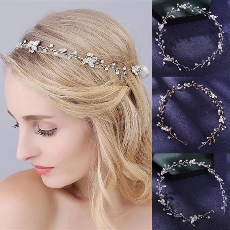 Crystal Rhinestone Hair Vine Bnad Headbands Tiaras For Women Girl Bride Wedding Bridal Hair Accessories Jewelry Vine Headband